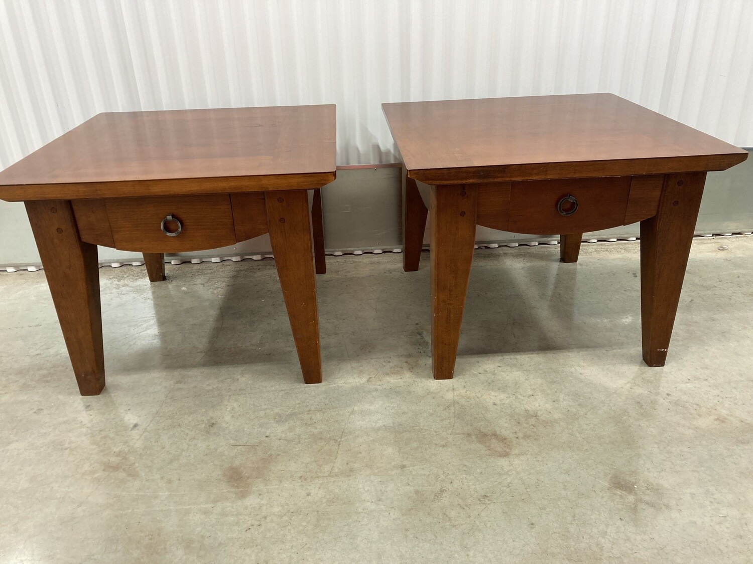 Pair of End Tables with bow tie inlay #2324