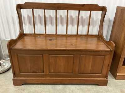 Pine Storage Bench with spindle back #2199