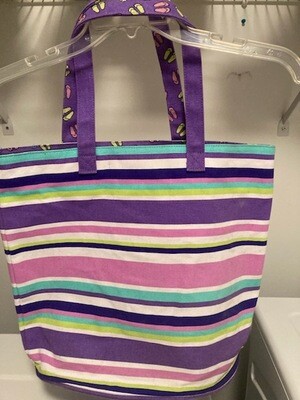 Purple-Striped Canvas Tote by Punctuate #2314