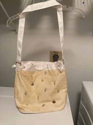 Cute Beachy Tote / Handbag, yellow with netting #2999