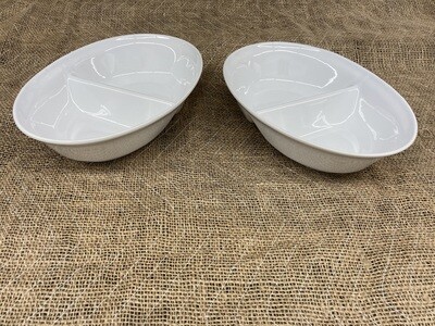 Set of 2 Divided Serving Dishes, white #2314