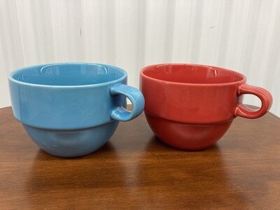 Pier 1 Soup or Latte Mugs, red & blue #2314