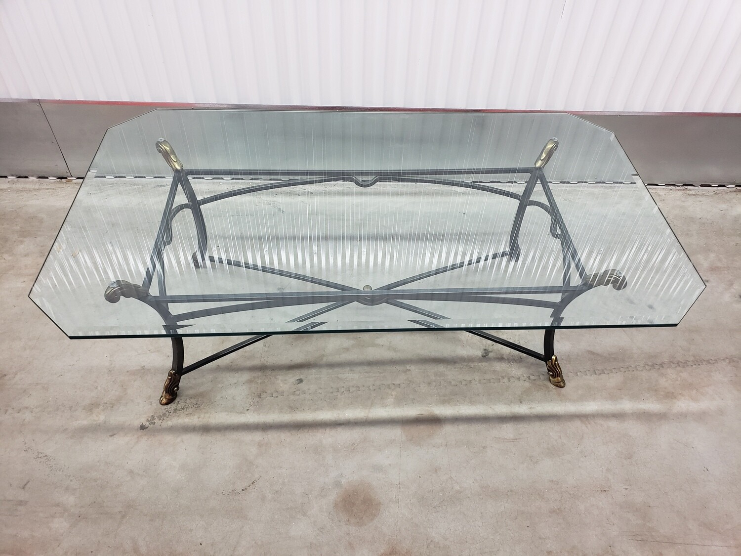 Glass Coffee Table with metal frame #2213