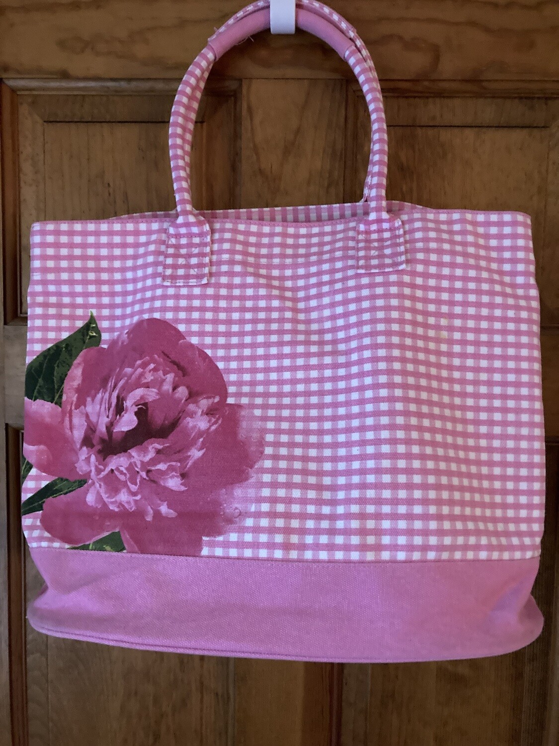 Punctuate Canvas Tote, Pink check, #2314