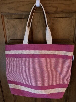 Sun N Sand Straw Tote, Pink/Natural, #2314