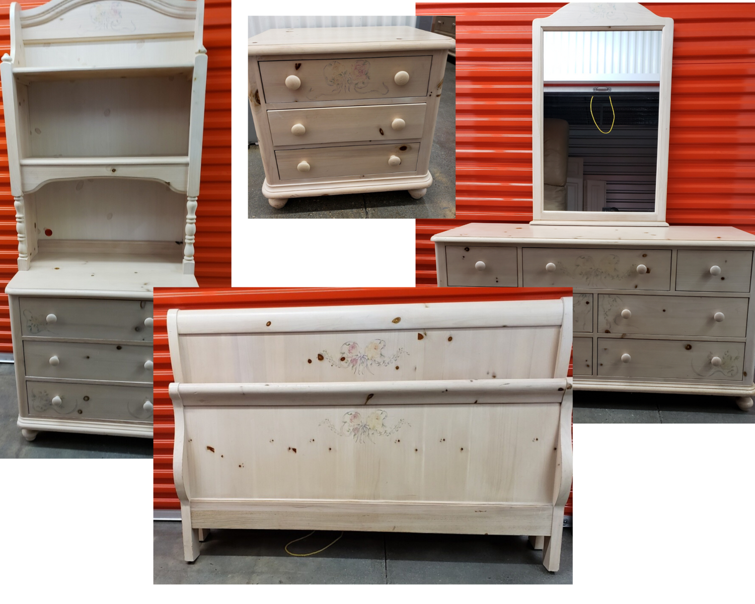 Thomasville 4piece Queen Bedroom Set, whitewash knotty pine 1268