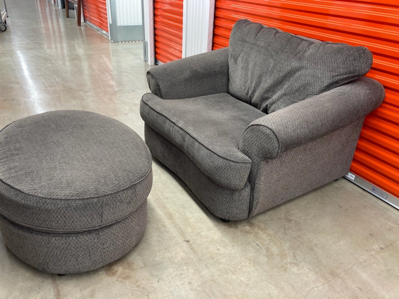 Oversized Gray Arm Chair with Ottoman #2114