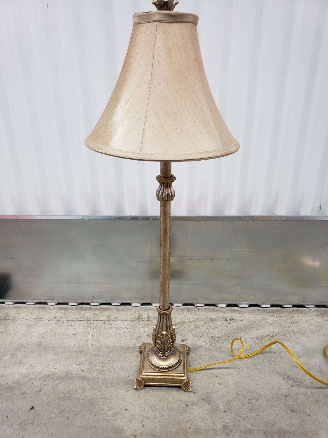 Tall Beige Table Lamp with ornate base #2109