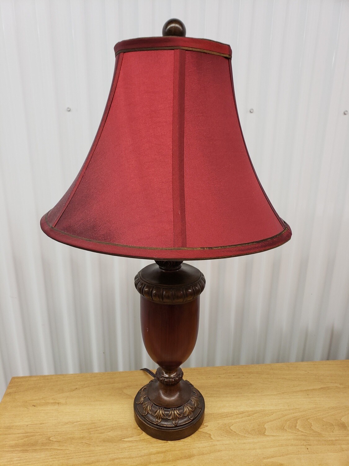 Table Lamp with Acorn Base, red shade #2314