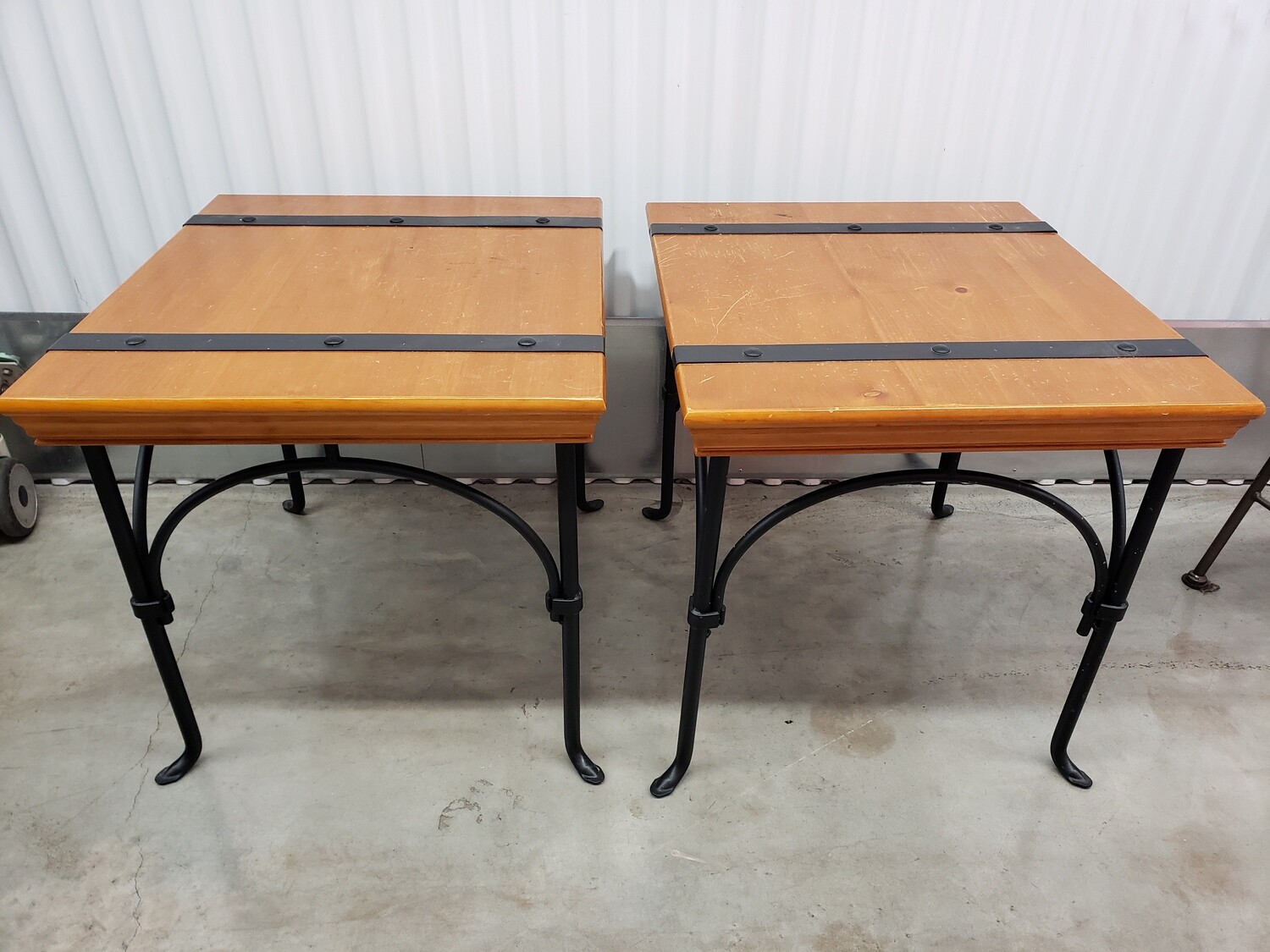 2 End Tables - Pine with Metal Frame #2118