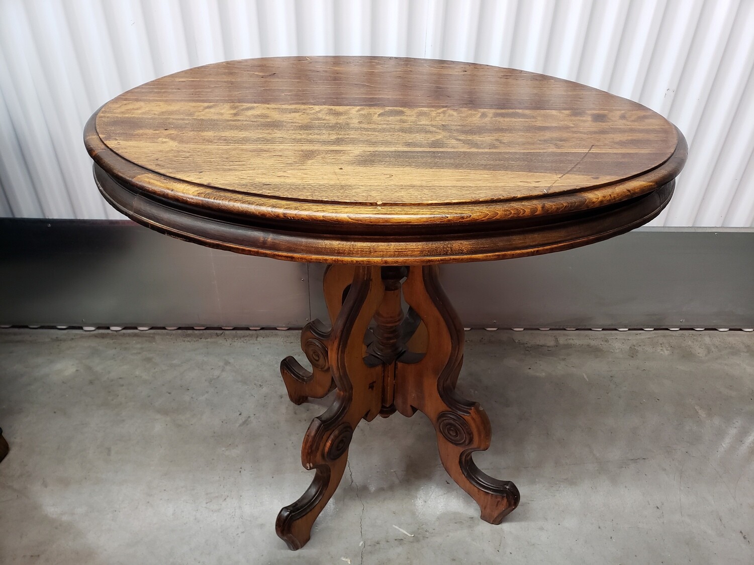 Antique Oval Side Table, pedestal base #2213