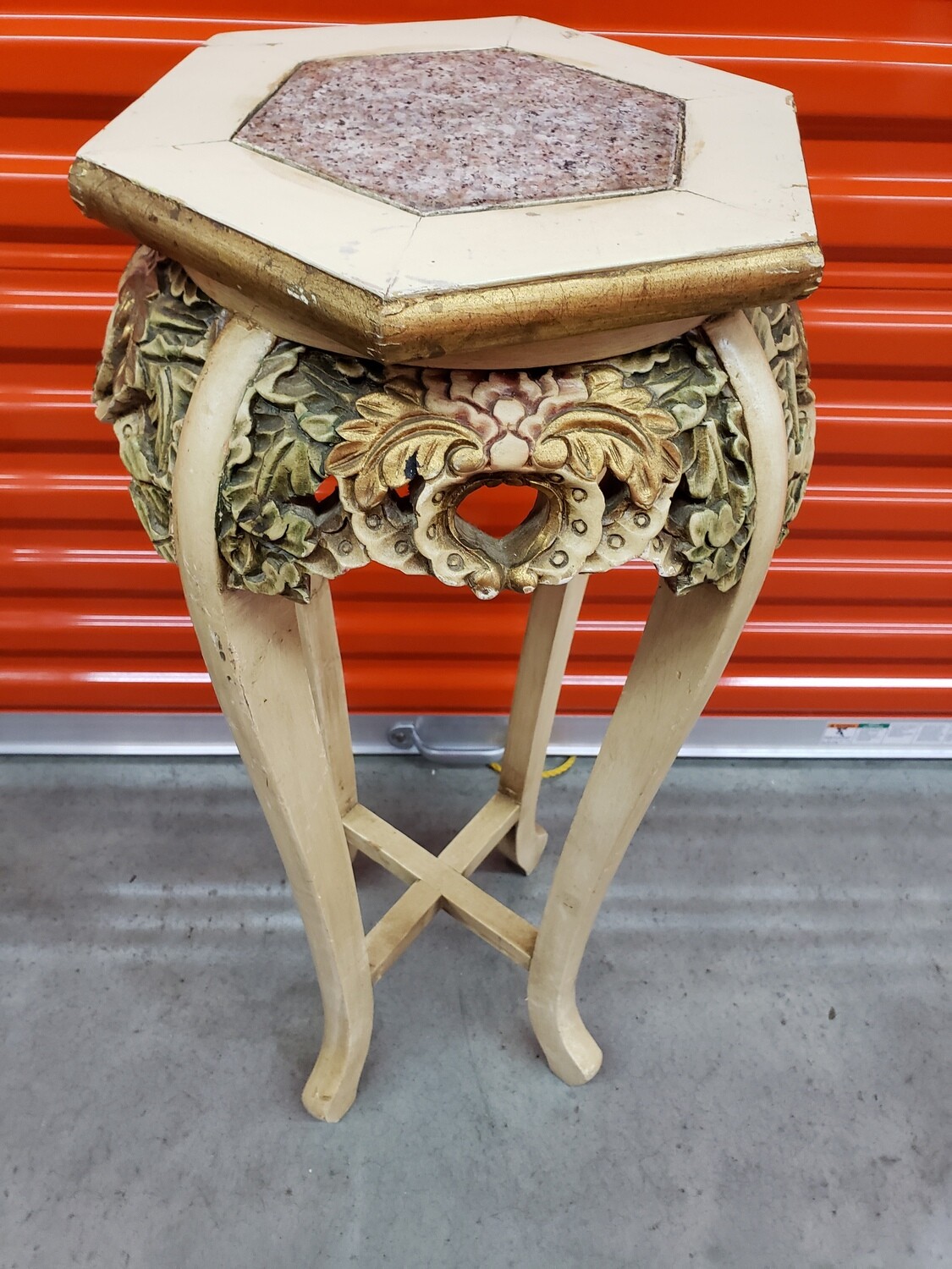 Ornate Plant Stand, cream/gold #2314