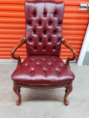 Burgundy Leather Arm Chair, nailhead trim #2131
