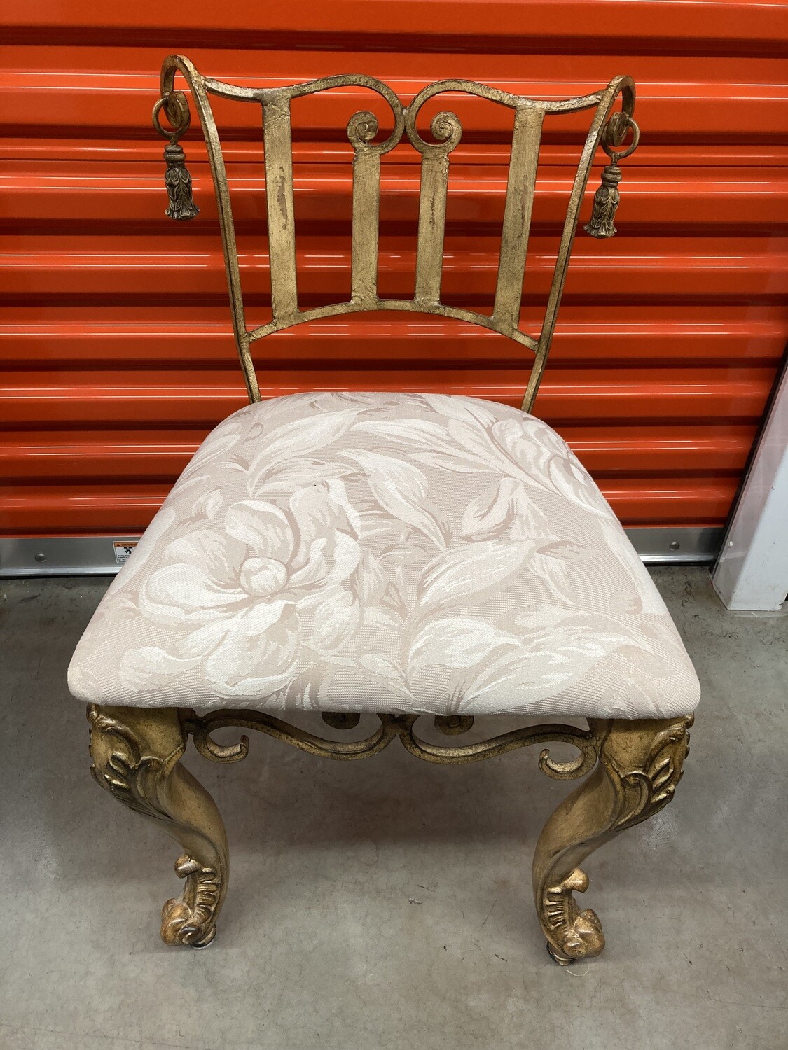 Ornate Vanity Chair, beige/white fabric #2009