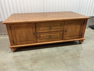 Coffee Table / TV stand, 2 drawers, light brown wood #2322