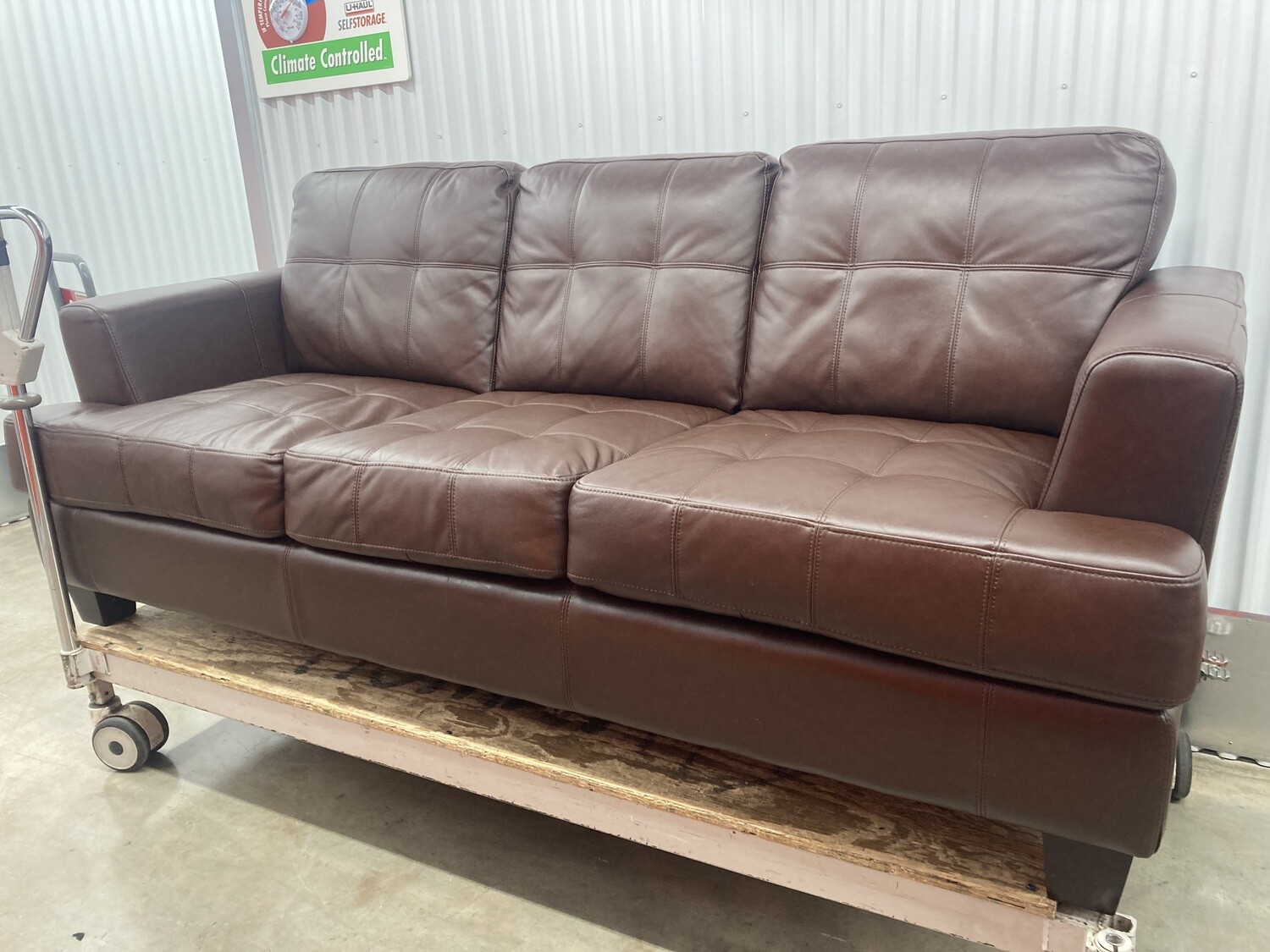 Brown Leather Sofa - LIKE NEW! #2214