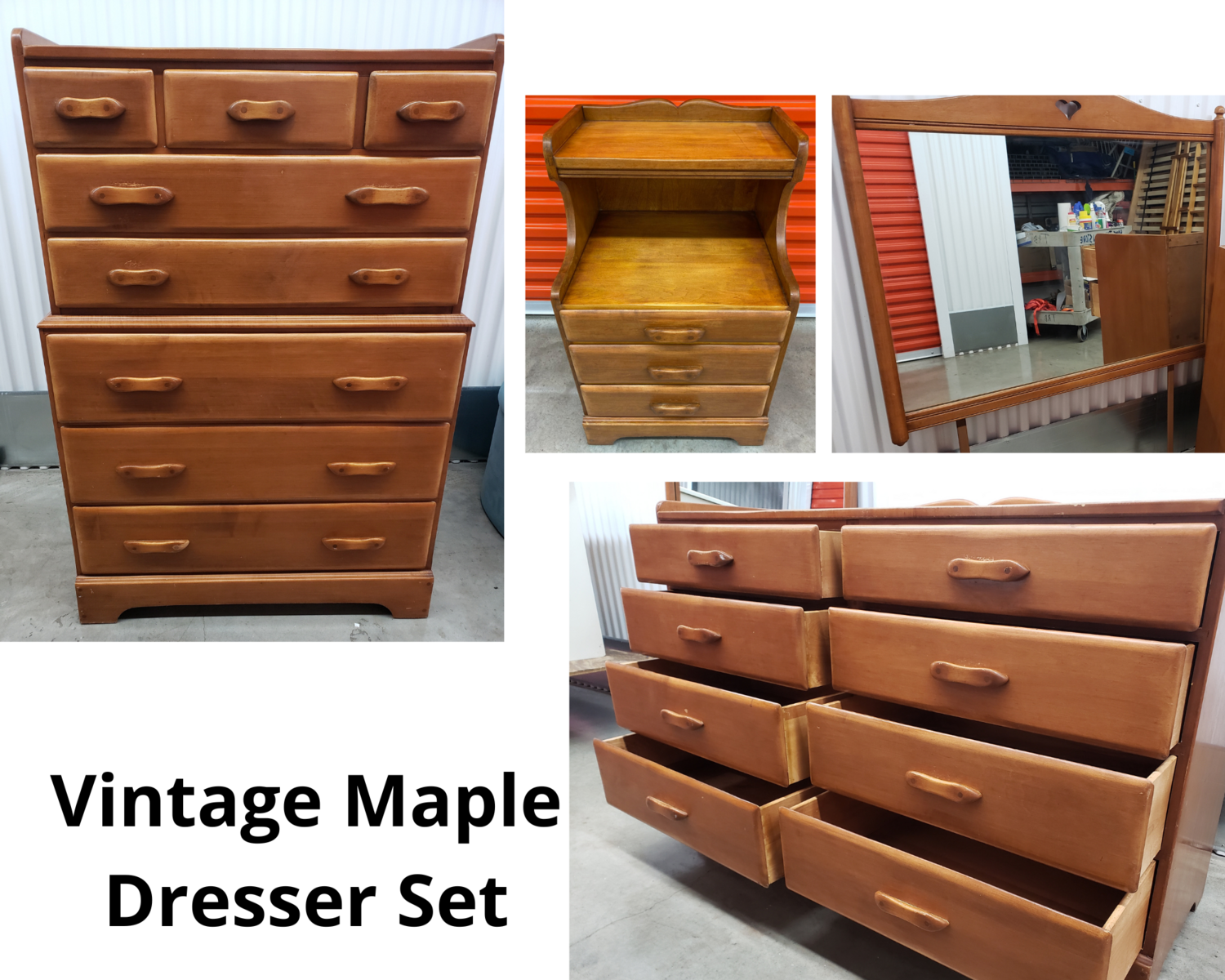 Vintage Beals Maple Dresser Set #2322
