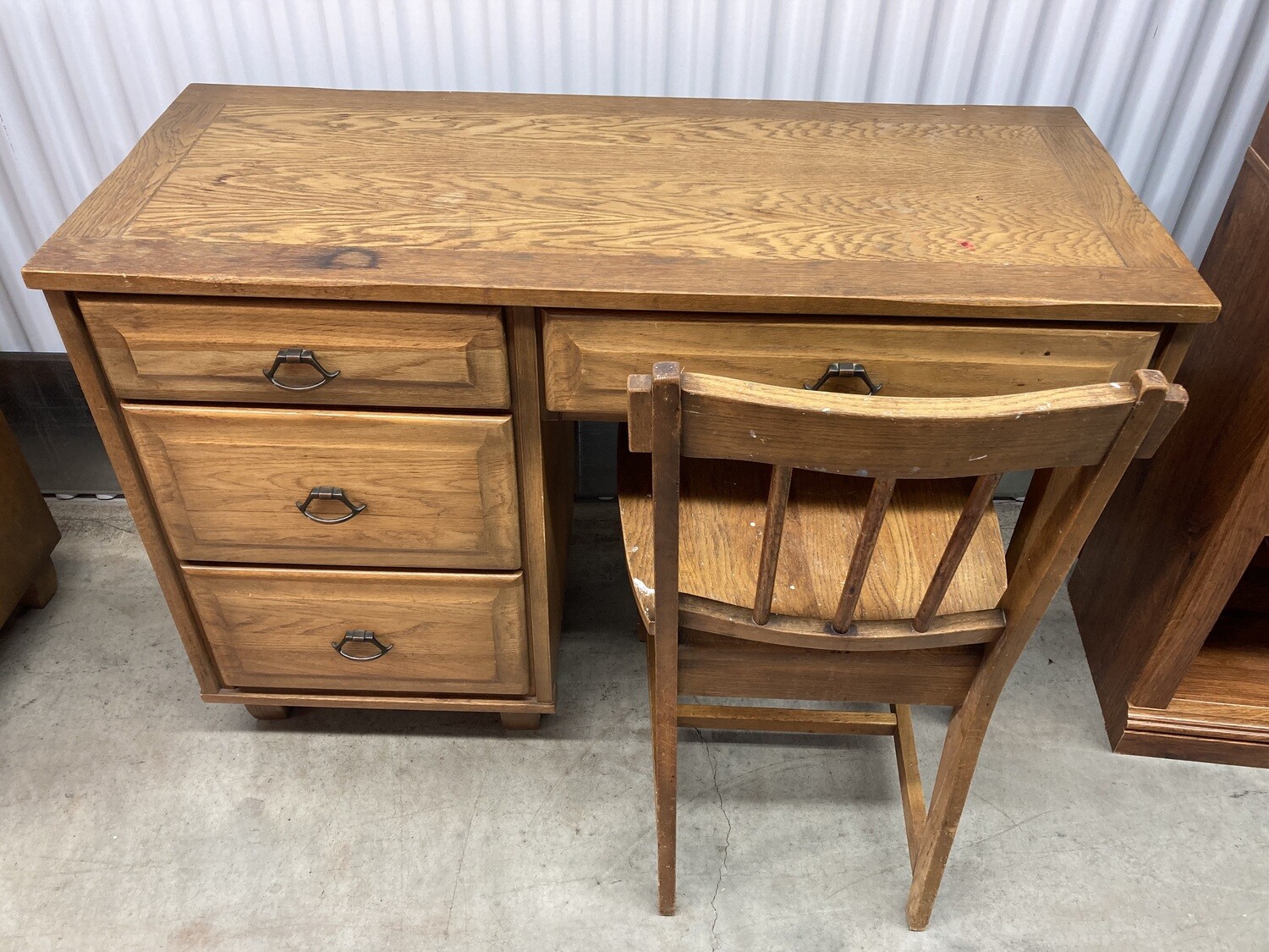 Solid Wood Student Desk with Chair, needs a bit of work #2118