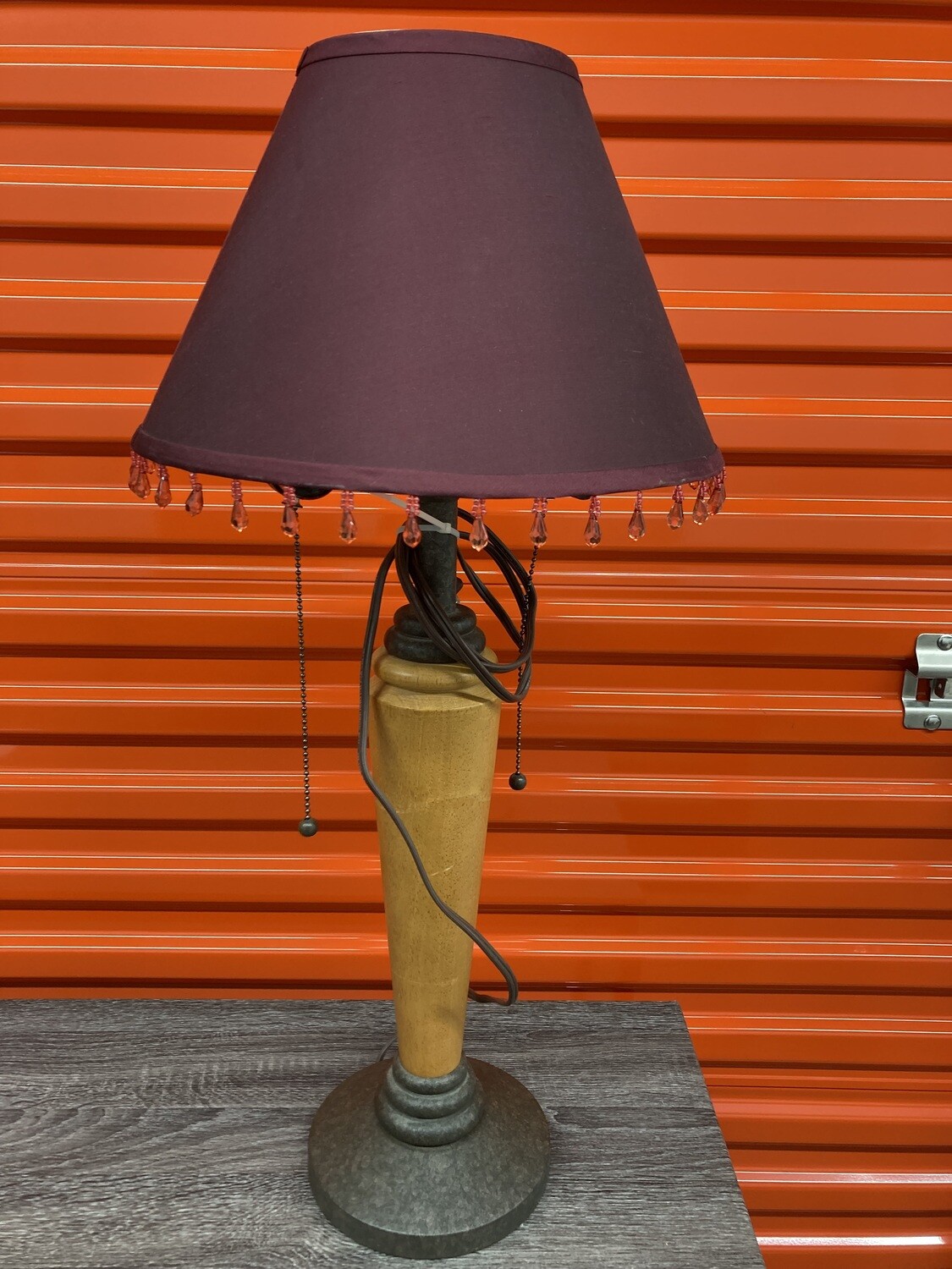 Table Lamp, vintage, burgundy shade #2314