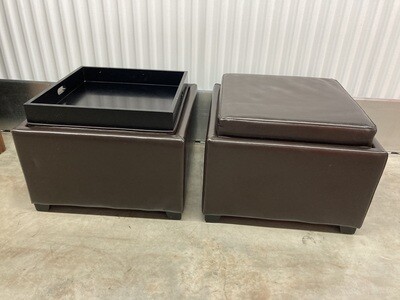 Leather Storage Ottomans with tray, EACH #2119