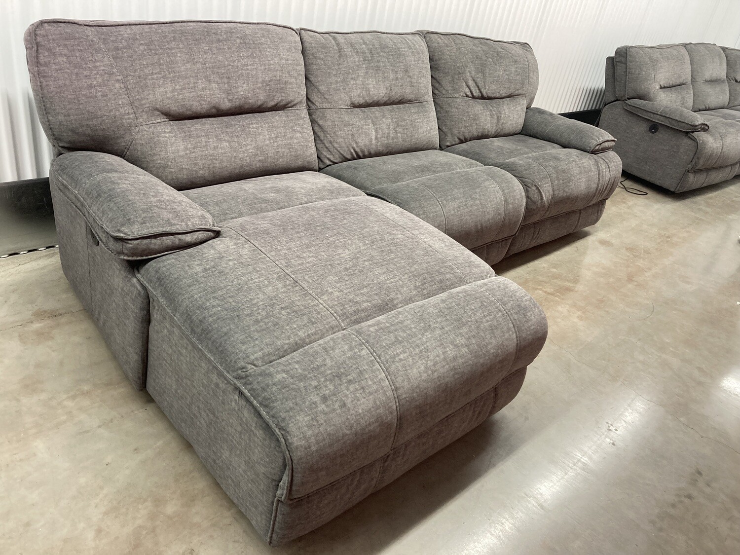 Power Reclining Sectional with chaise, gray  #1365