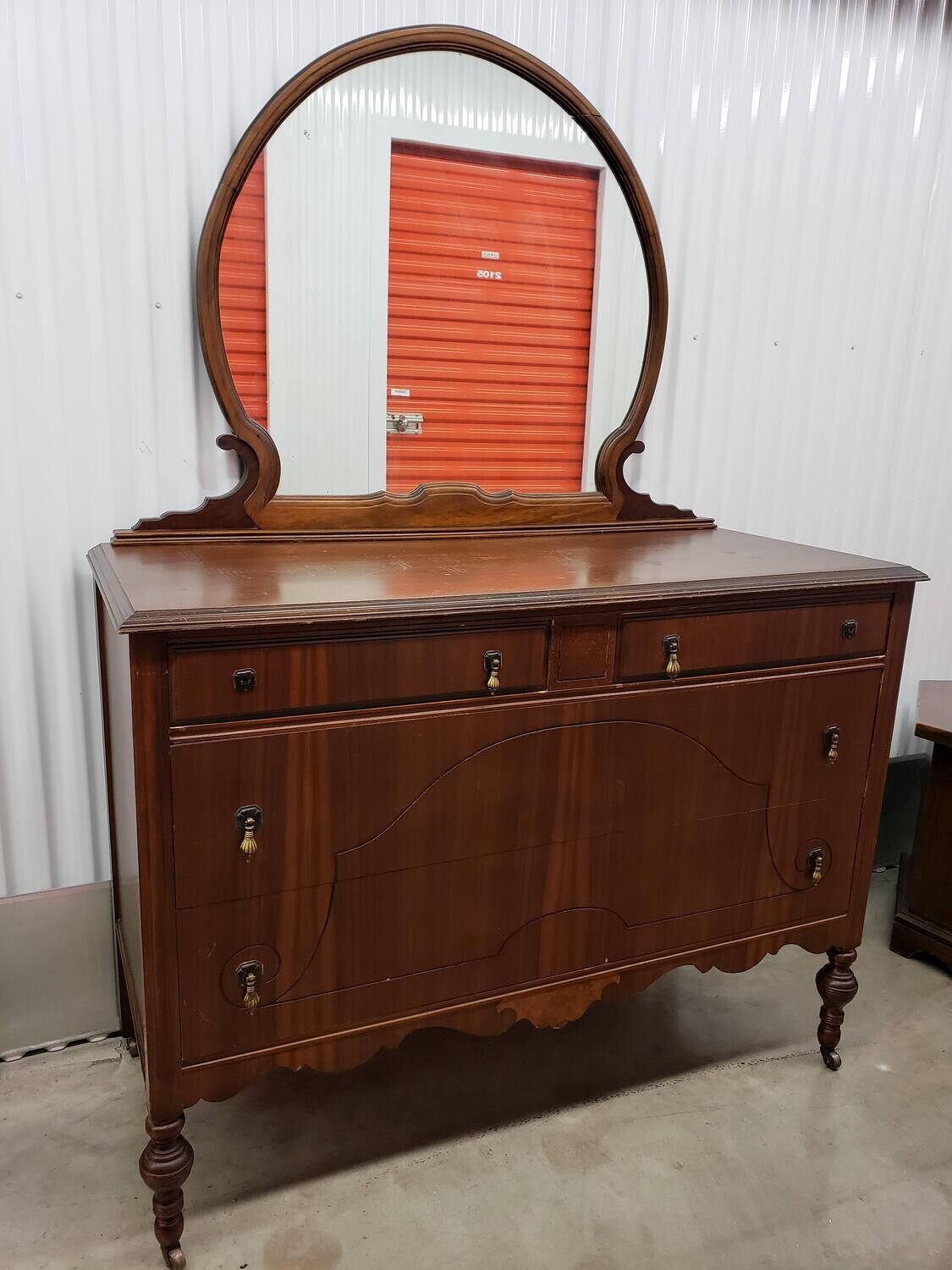 Antique Dresser on Wheels with Mirror by Conewango Furniture Co. (Penn