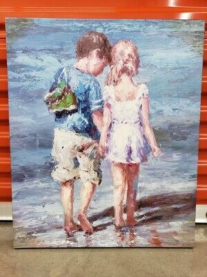 Canvas Print Boy & Girl at Beach #2314