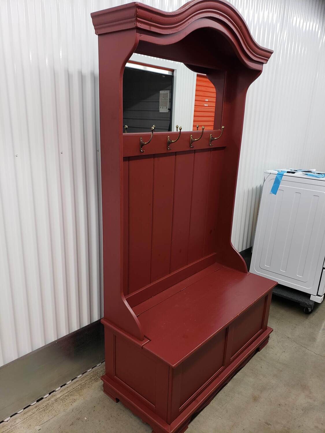 Entryway Bench with Storage, Mirror & Hooks