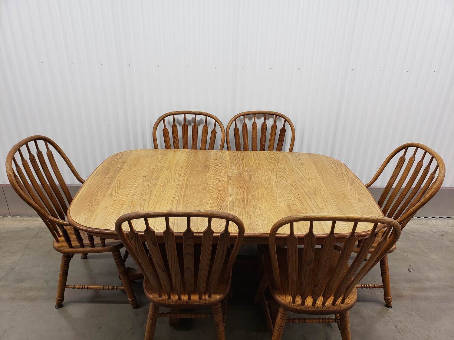 Oak Dining Room Set with 6 Chairs, extends to 9 ft #2349