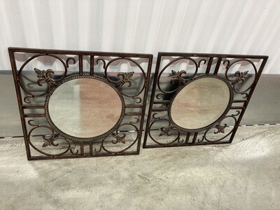Pair of Mirrors with metal-design frame #2314