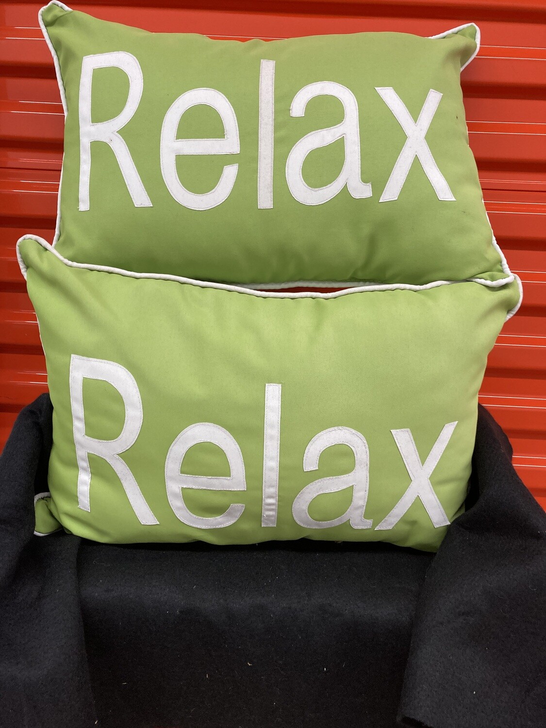 Matching lime green Lumbar Pillows "Relax" #2314