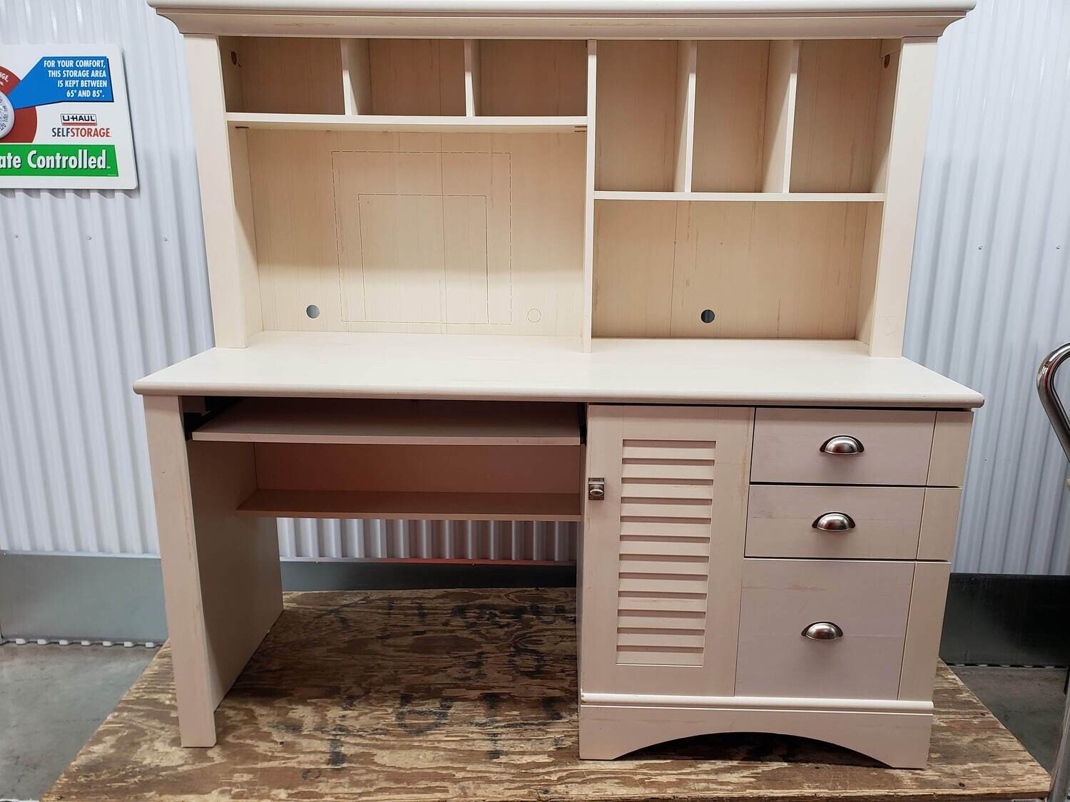 5 ft Desk with Bookcase Hutch, cream color  #1268
