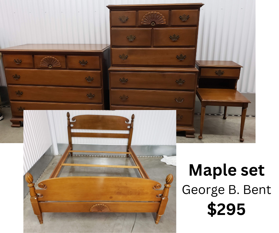 Vintage 5-piece Maple Bedroom Set, Geo. Bent, full size #2133