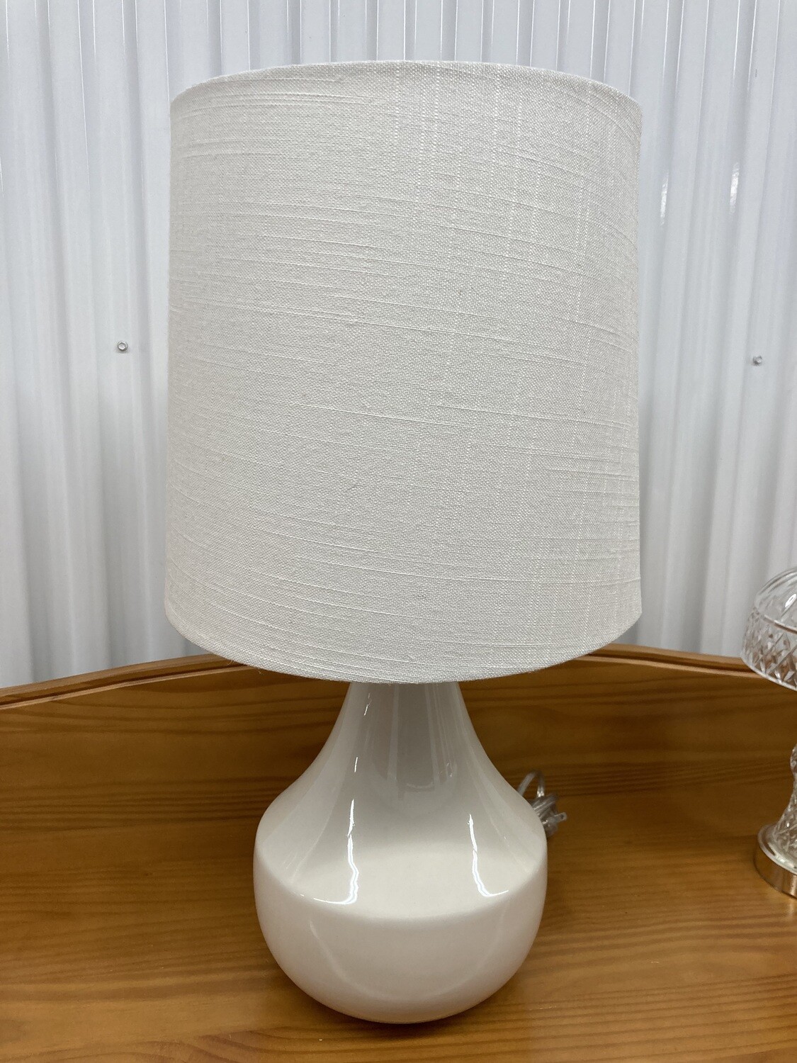 Table Lamp, cream base, white shade #2314