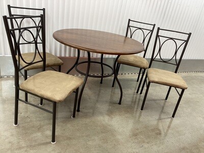 Metal & Wood Round Kitchen / Cafe Table, 4 Chairs #2114