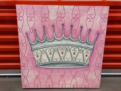 Canvas: Pink & Green Crown, 24x24 #2314