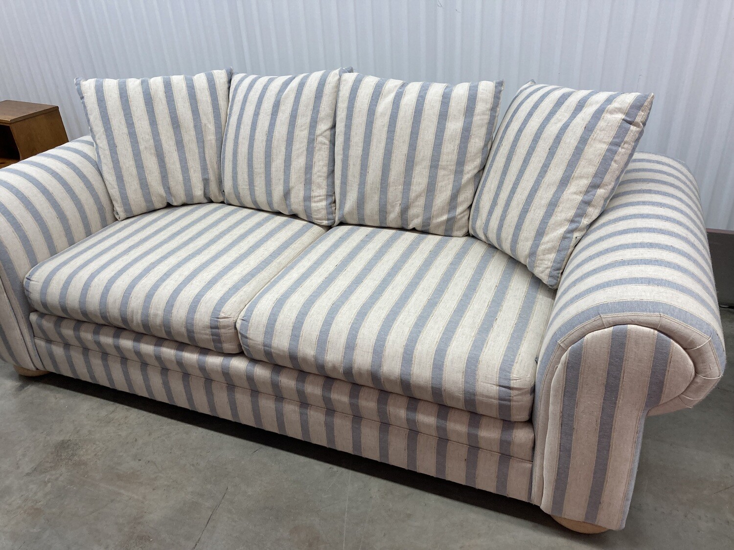 Blue/Cream Striped Sofa, great condition! #2324