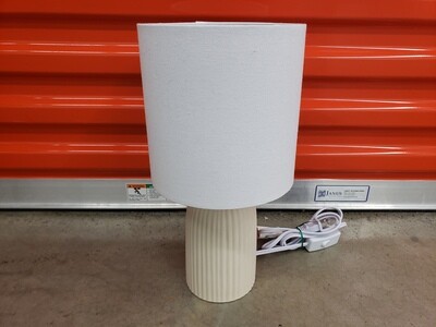 Lamp with Cream Ceramic Base, white shade #2314