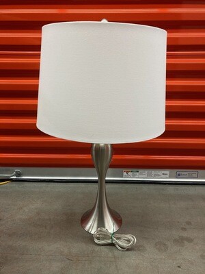 Brushed Nickel Lamp, white shade #2314