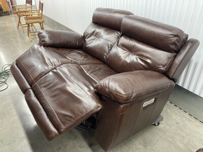 Leather Double Reclining Loveseat, brown - minor marks #2324