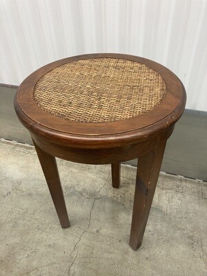 Small Round Accent Table with Woven Top #2103