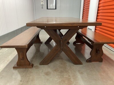 Pine Trestle Table with 2 Benches #2170