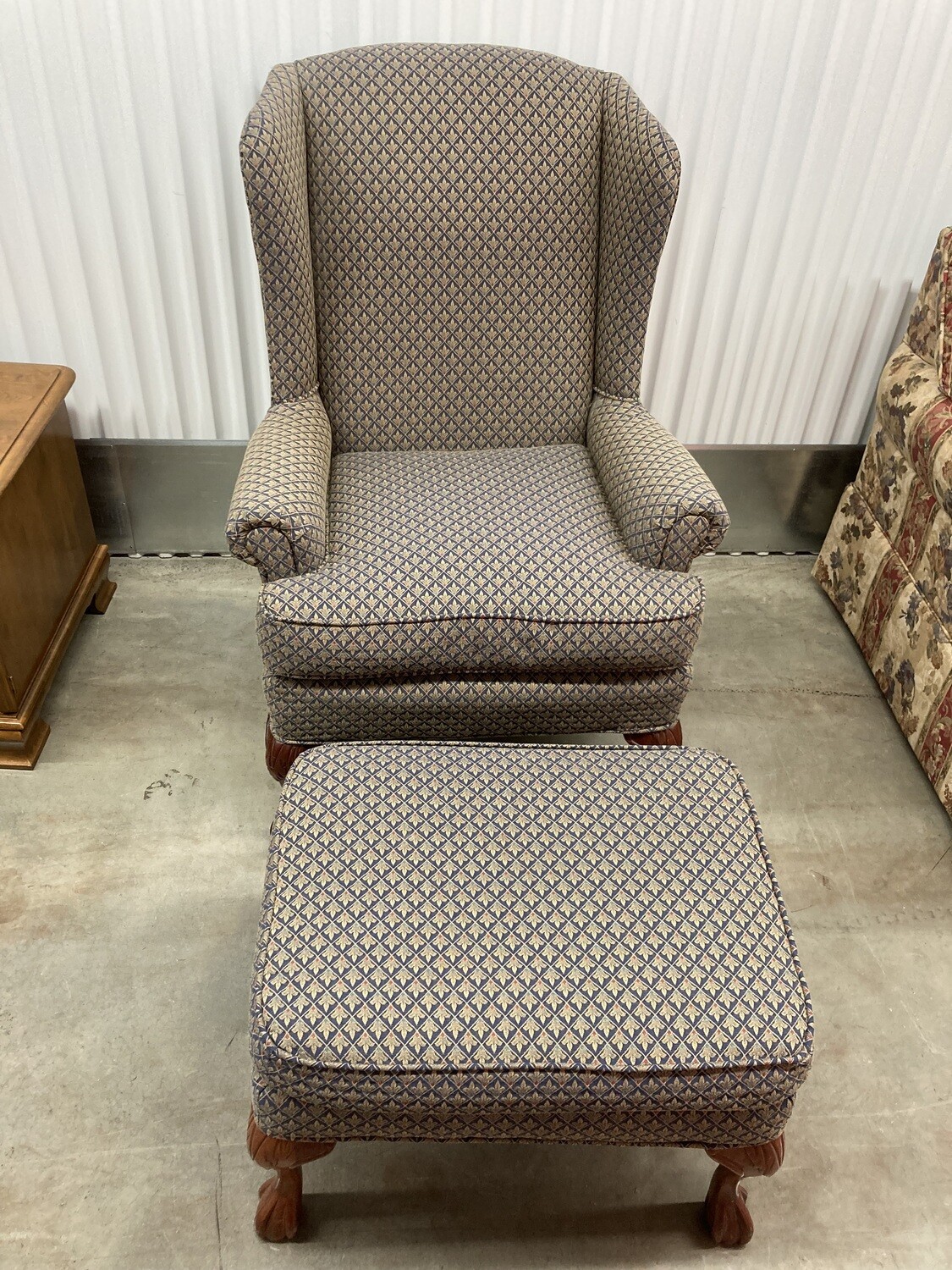 Wingback Chair w/ foot stool, Hickory Hill #2009