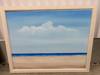 Framed Art: Beach, Ocean Horizon on canvas #2009