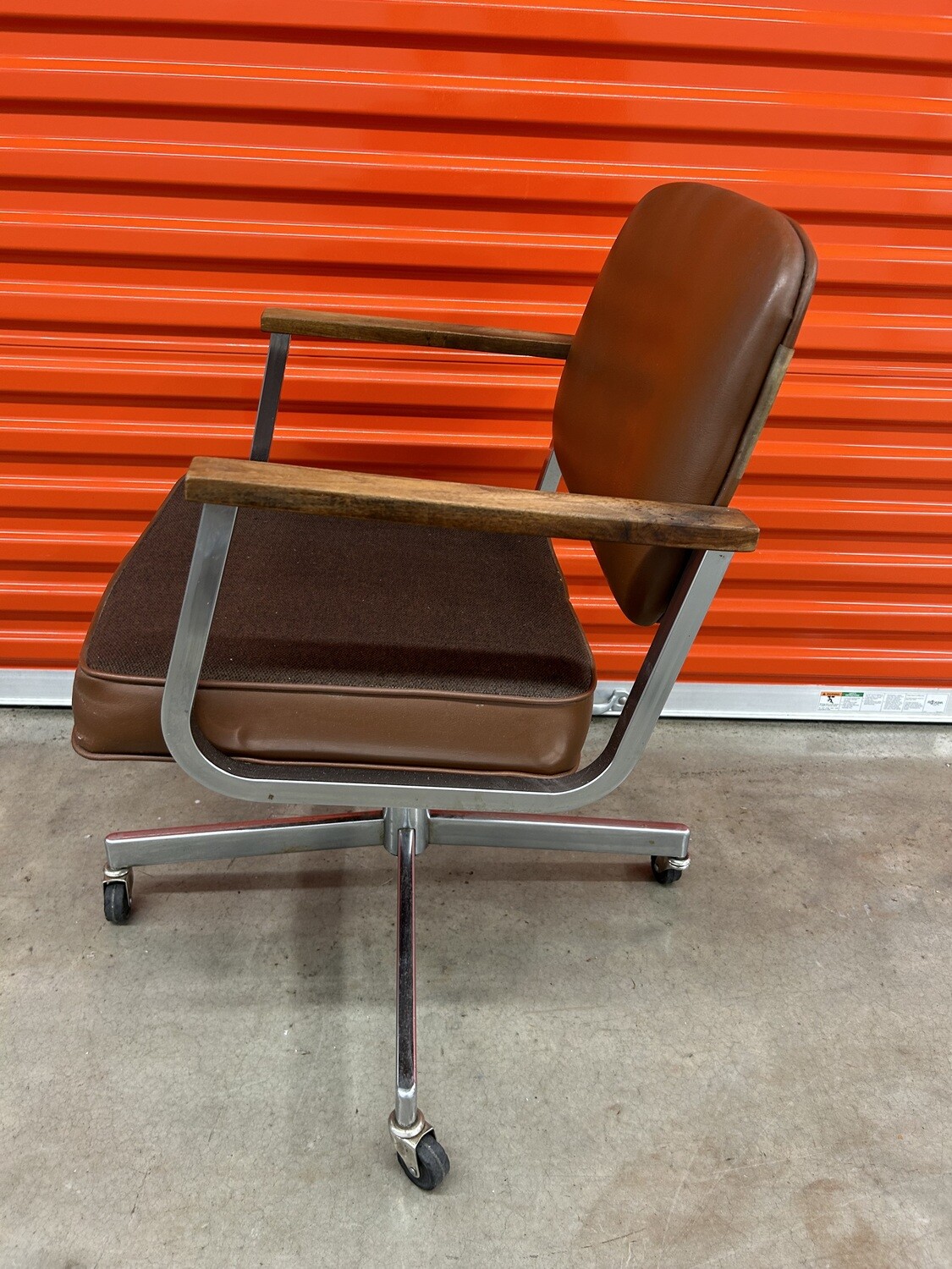 Vintage Brown & Chrome Office Chair #2118