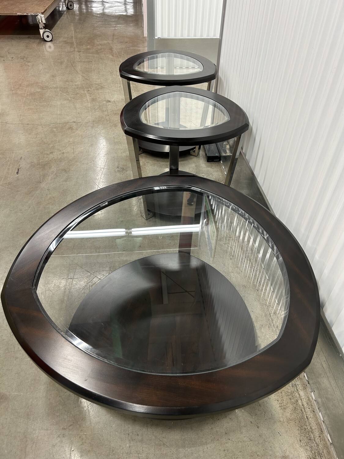 3-pc Coffee & End Table Set, Rounded-Triangle shape! #2214