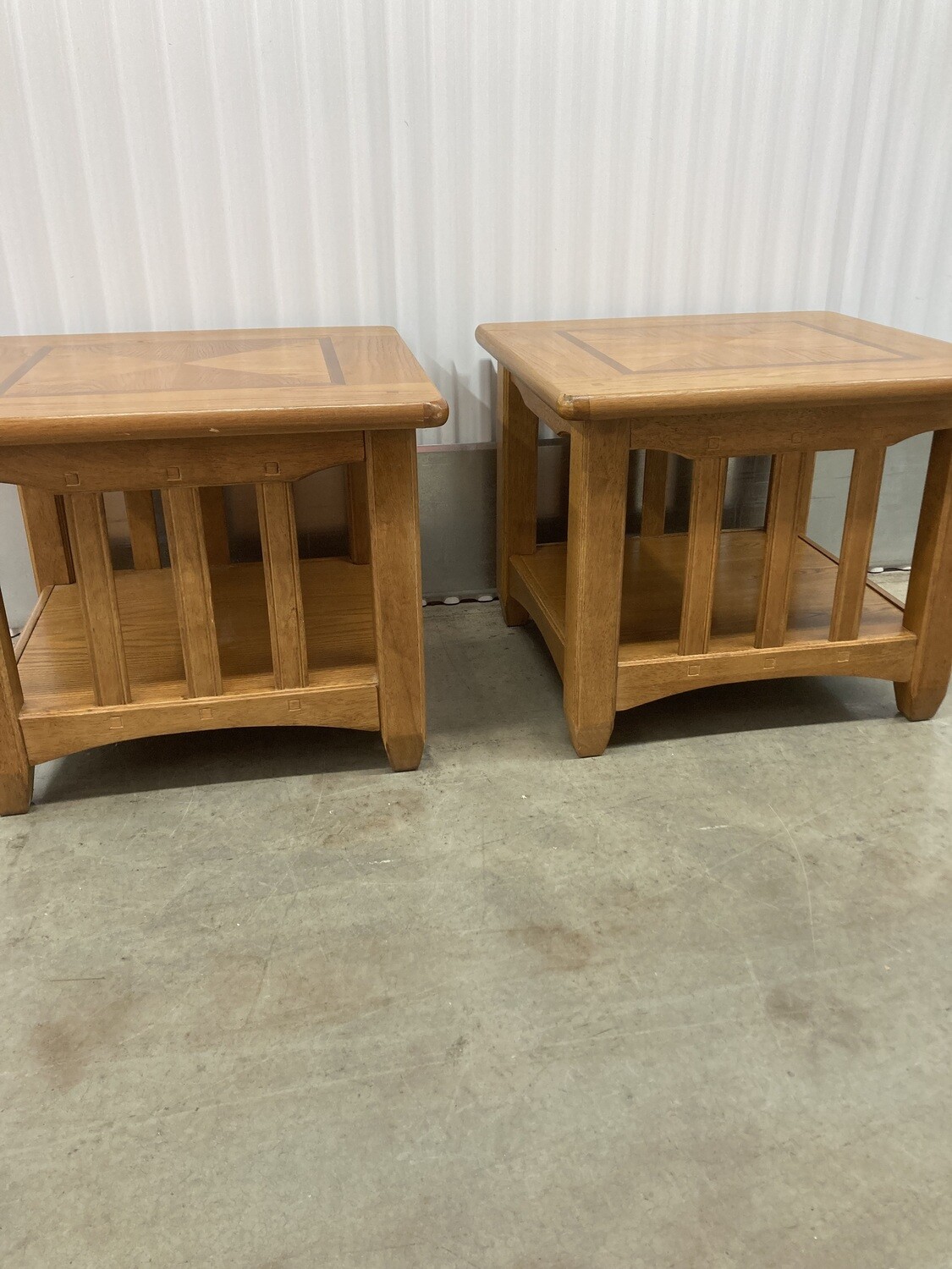 Light Oak End Tables, Craftsman style, set of 2 #2116