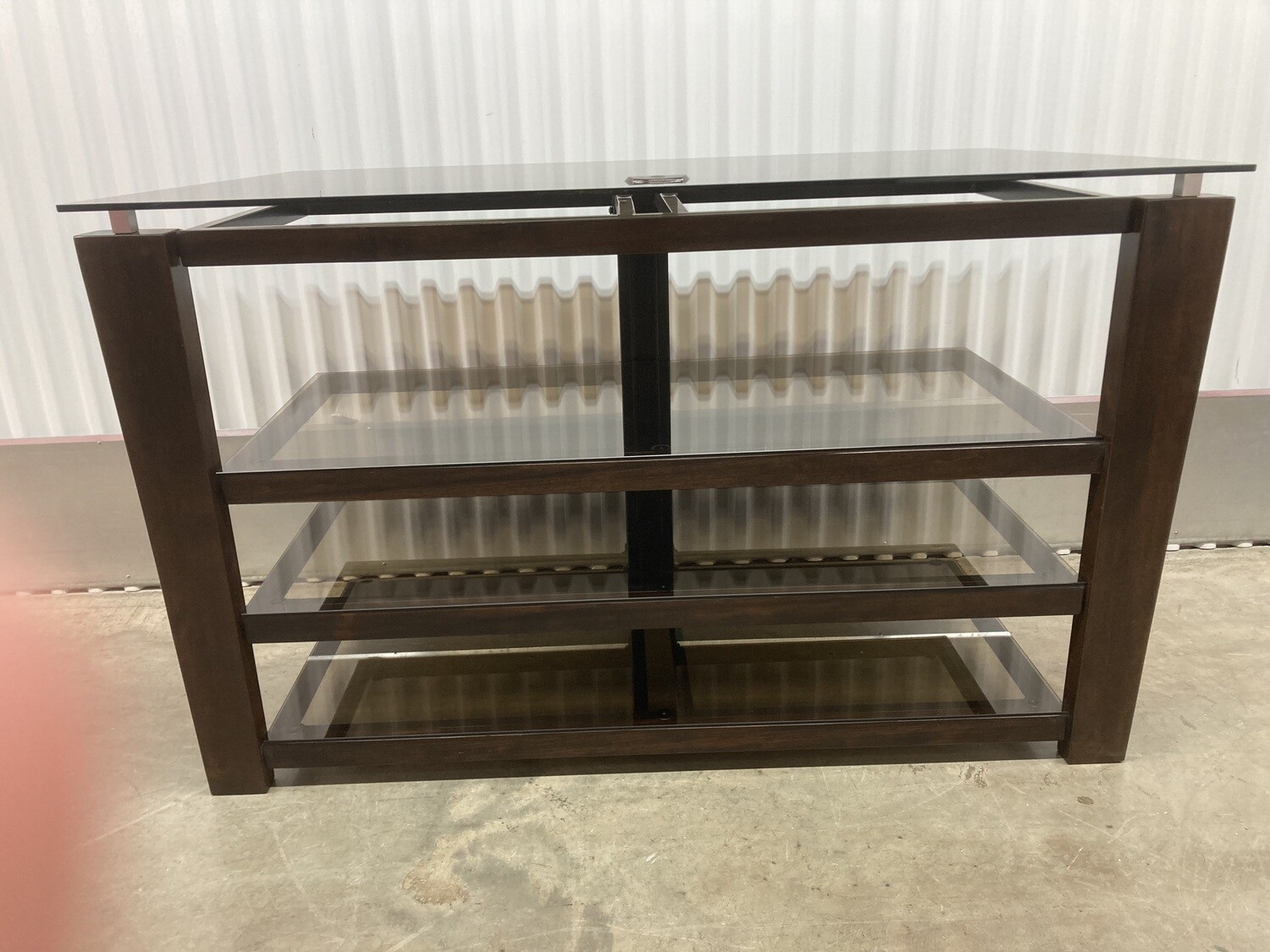 TV Console, 4 glass shelves by Whalen #2324 ** move to family 11/8/223