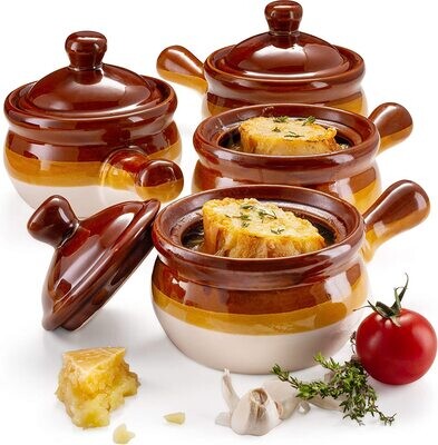 Set of 4 French Onion Soup Crocks, New #2314