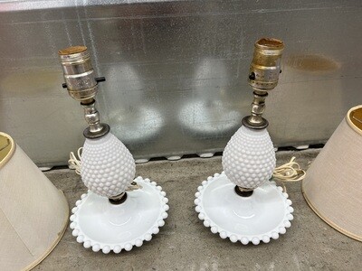 Vintage Hobnail Milk Glass Lamps #2314